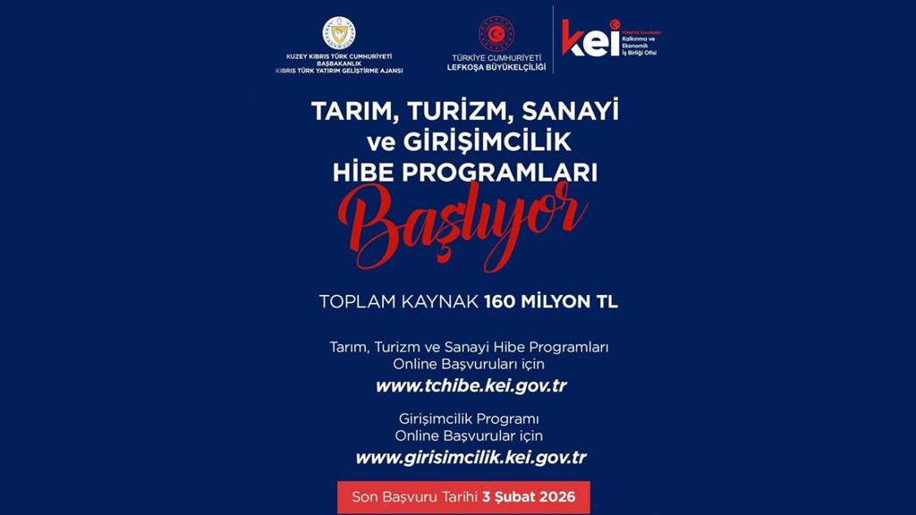 KKTC’de Tarım, Turizm, Sanayi ve Girişimcilik İçin 160 Milyon TL’lik Hibe Desteği Başlıyor