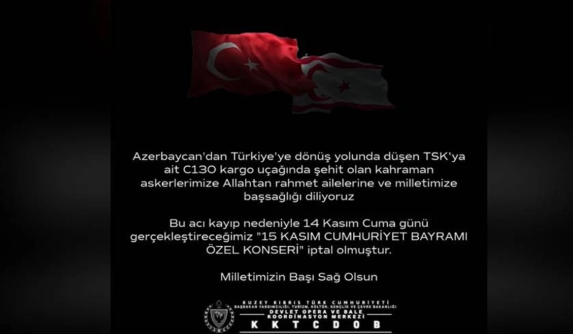 15 Kasım Cumhuriyet Bayramı  Özel Konseri ileri bir tarihe ertelendi